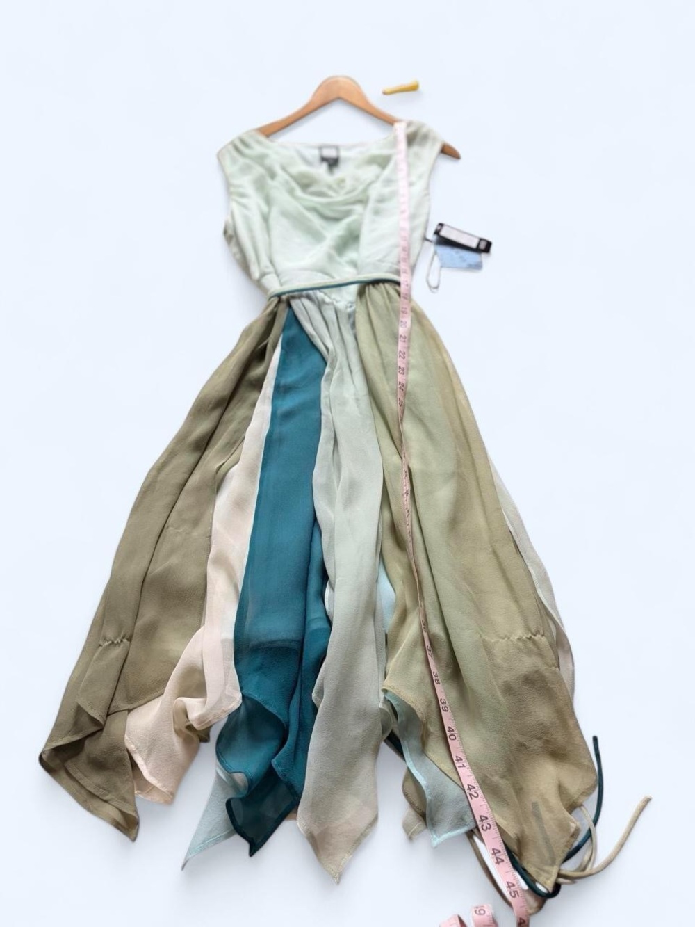 Vintage 2005 Dué Per Dué Vesté 100% Silk Handkerchief Hem Dress 16